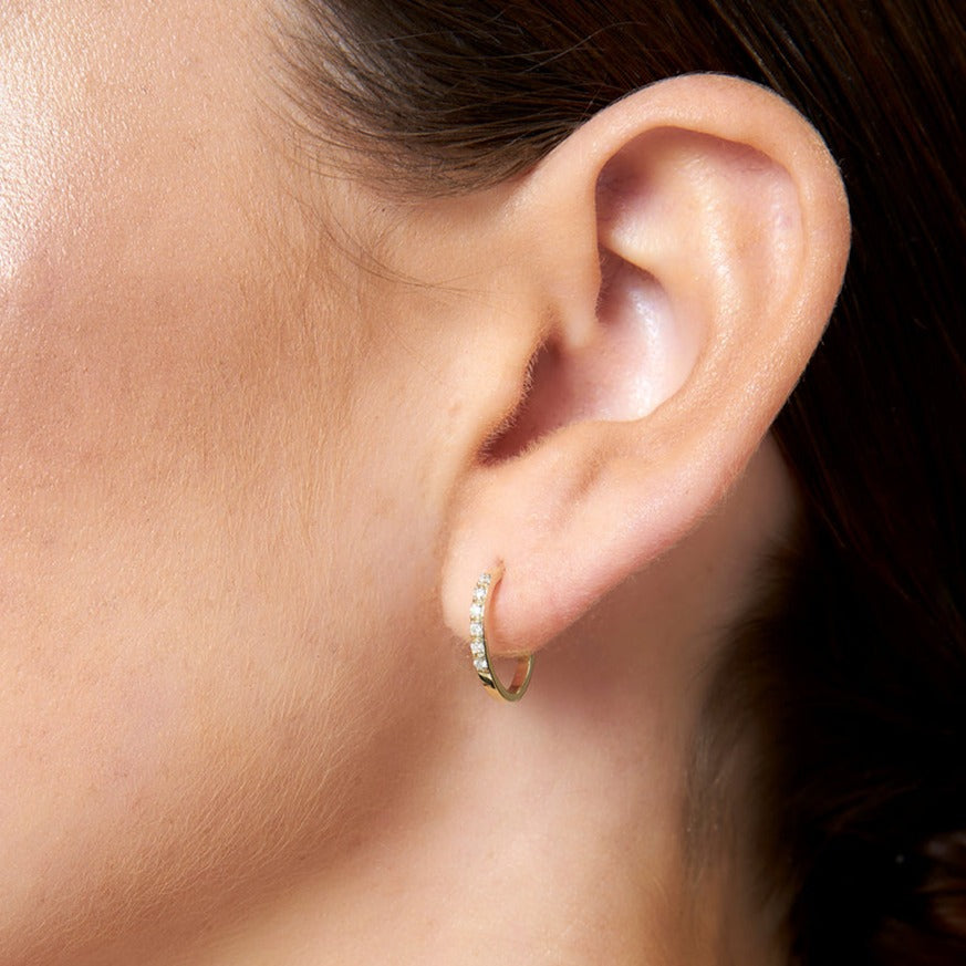9ct Gold Oval Pavé White Diamond Earrings