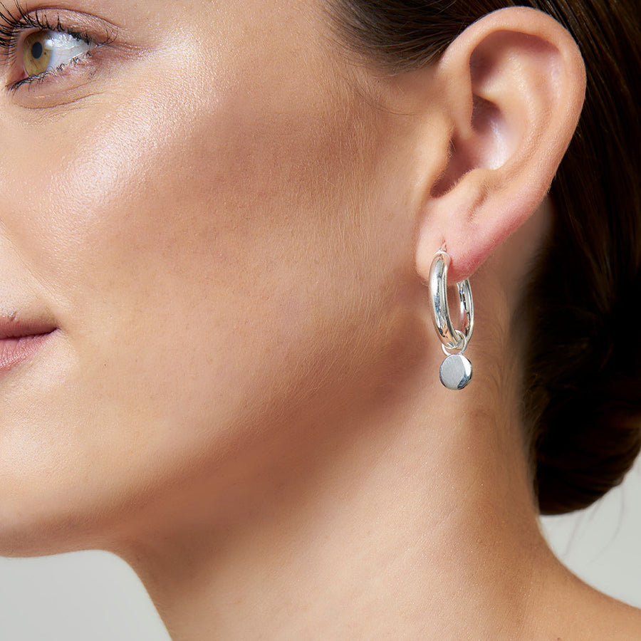 Sterling Silver Round Disc Hoop Charms