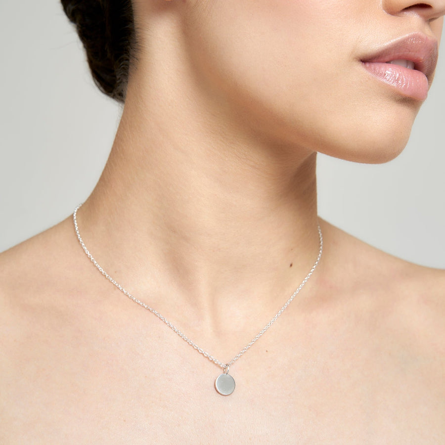Sterling Silver Round Disc Pendant & Chain