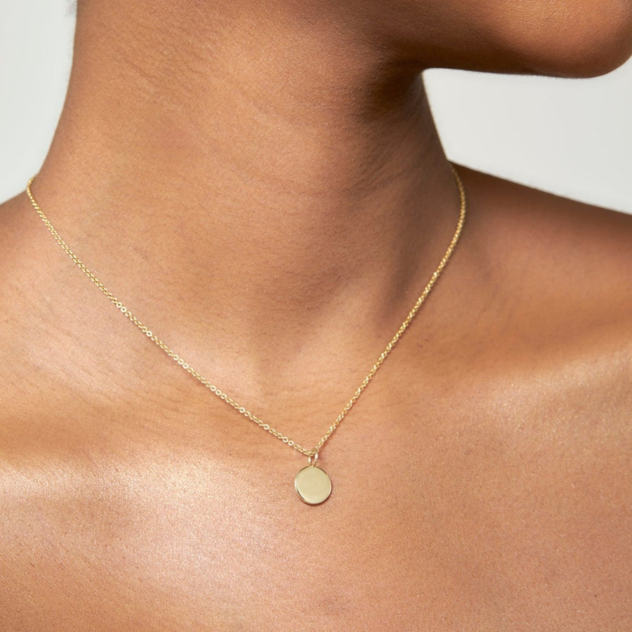 9ct Gold Round Disc Pendant & Chain