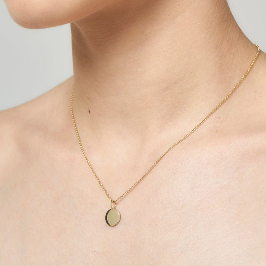 9ct Gold Round Disc Pendant & Chain