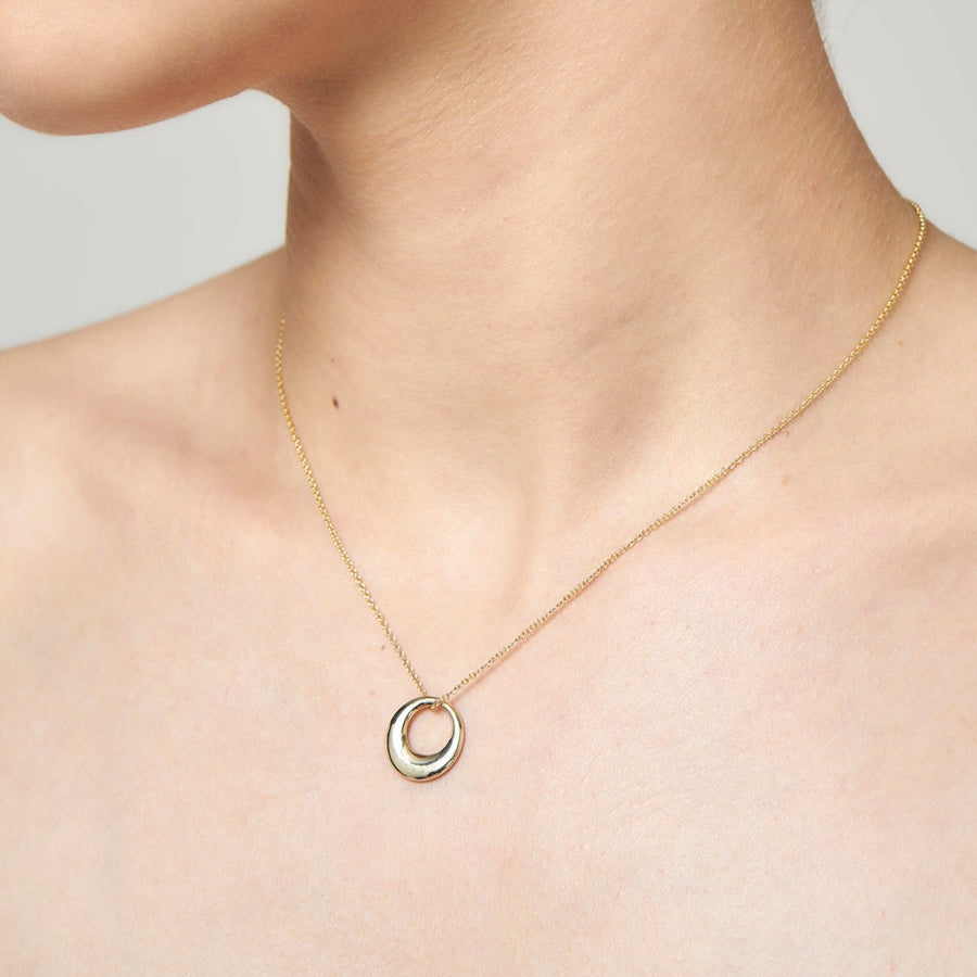 9ct Gold Bold Dome Pendant & Chain