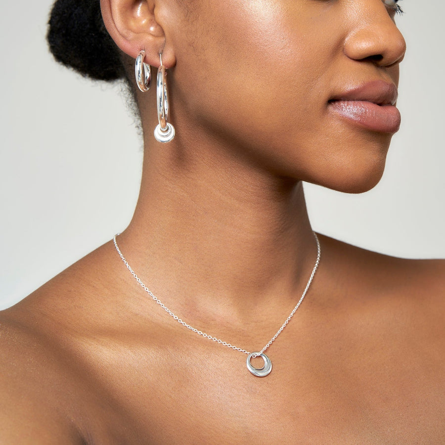 Sterling Silver Bold Dome Pendant & Chain