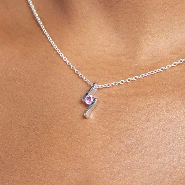 Sterling Silver Pink Tourmaline Pendant