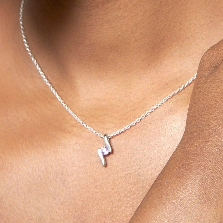 Sterling Silver Pink Tourmaline Pendant & Chain