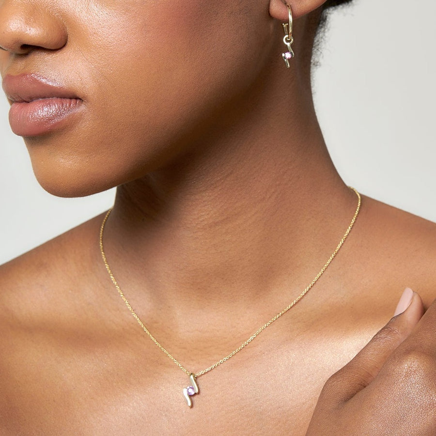 9ct Gold Pink Tourmaline Pendant & Chain