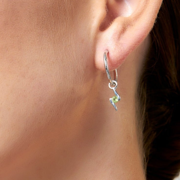Sterling Silver Peridot Hoop Earrings
