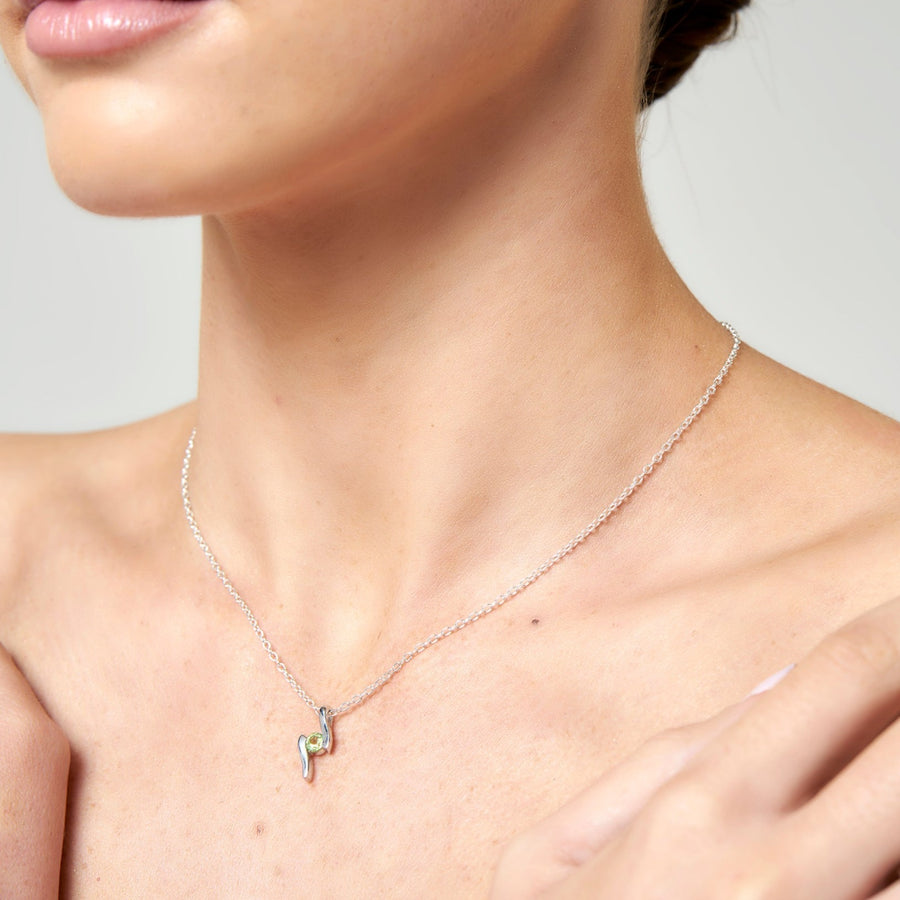 Sterling Silver Peridot Pendant & Chain