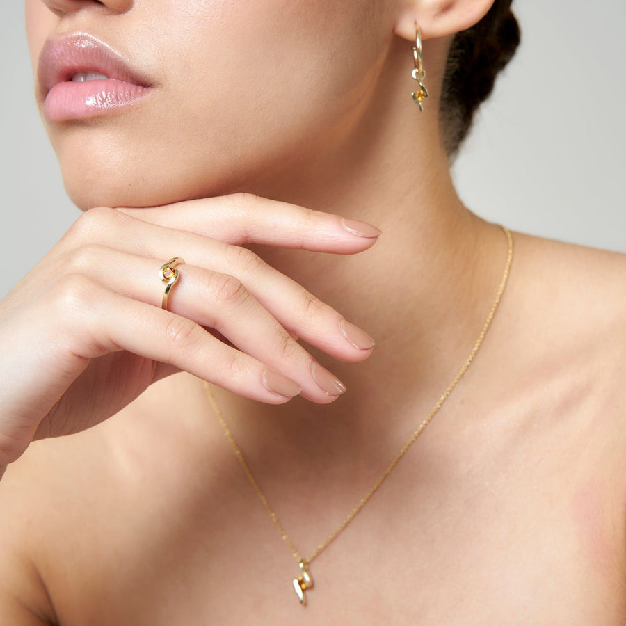 9ct Gold Citrine Hoop Earrings