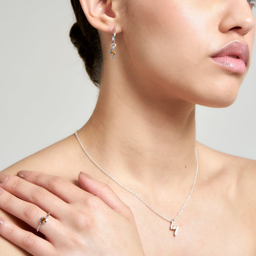 Sterling Silver Citrine Pendant & Chain