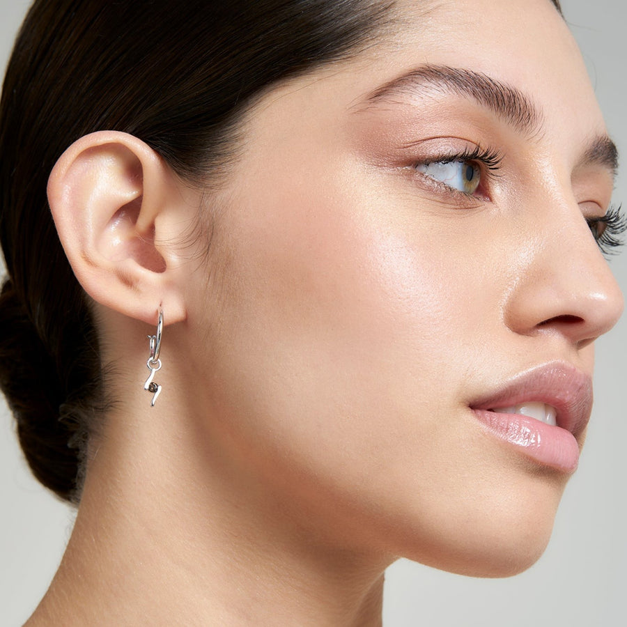 Sterling Silver Smokey Quartz Hoop Earrings