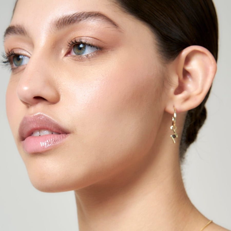 9ct Gold Smokey Quartz Hoop Earrings