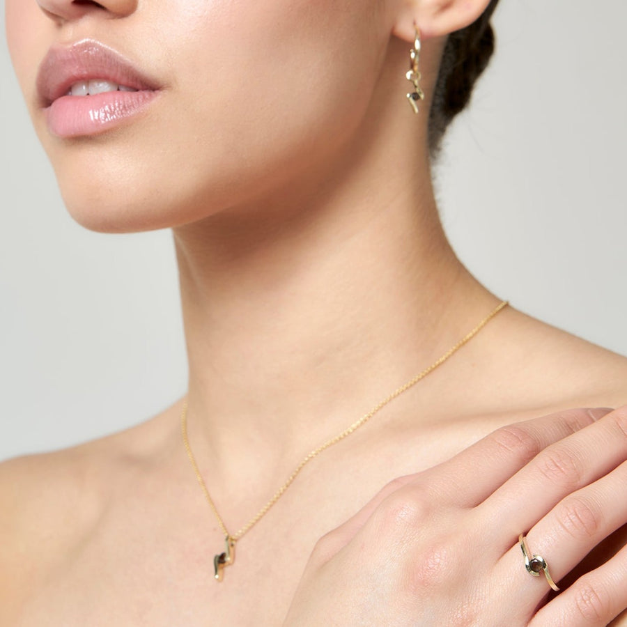 9ct Gold Smokey Quartz Pendant & Chain