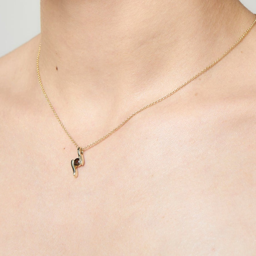 9ct Gold Smokey Quartz Pendant & Chain