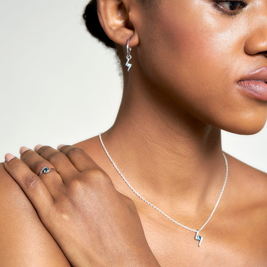 Sterling Silver London Blue Topaz Hoop Earrings