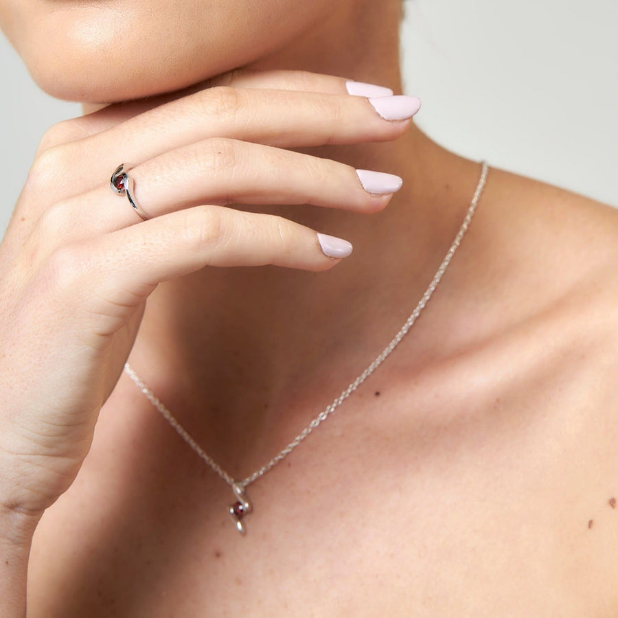 Sterling Silver Red Garnet Pendant
