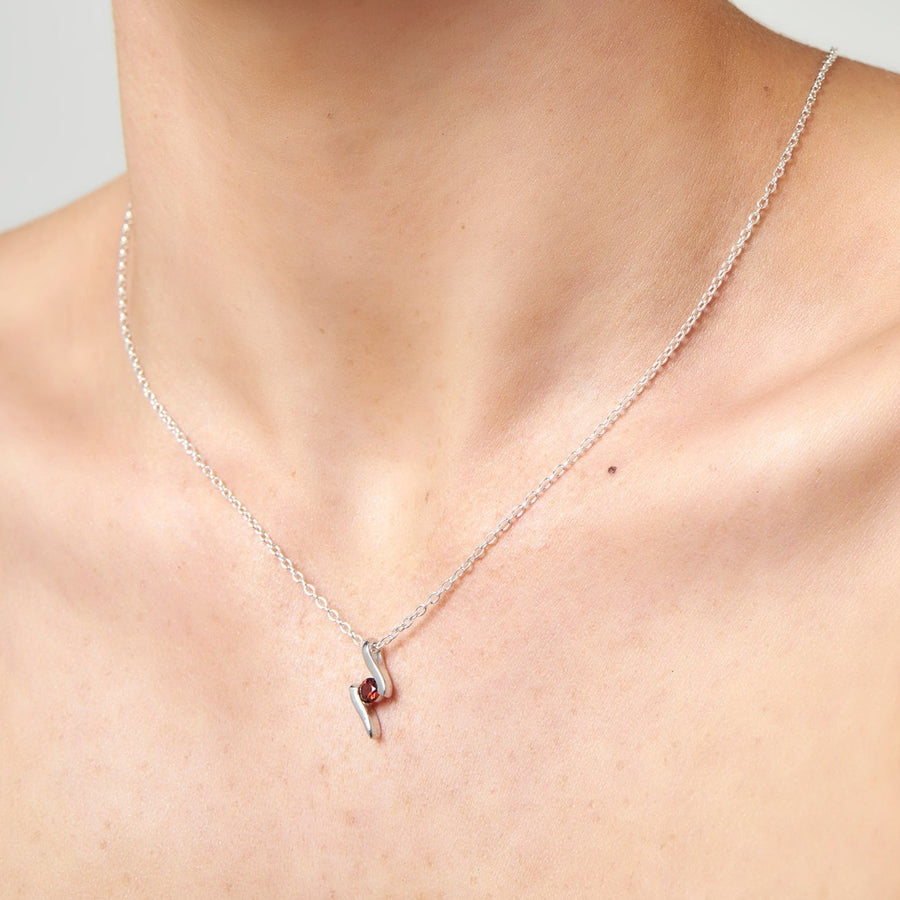 Sterling Silver Red Garnet Pendant