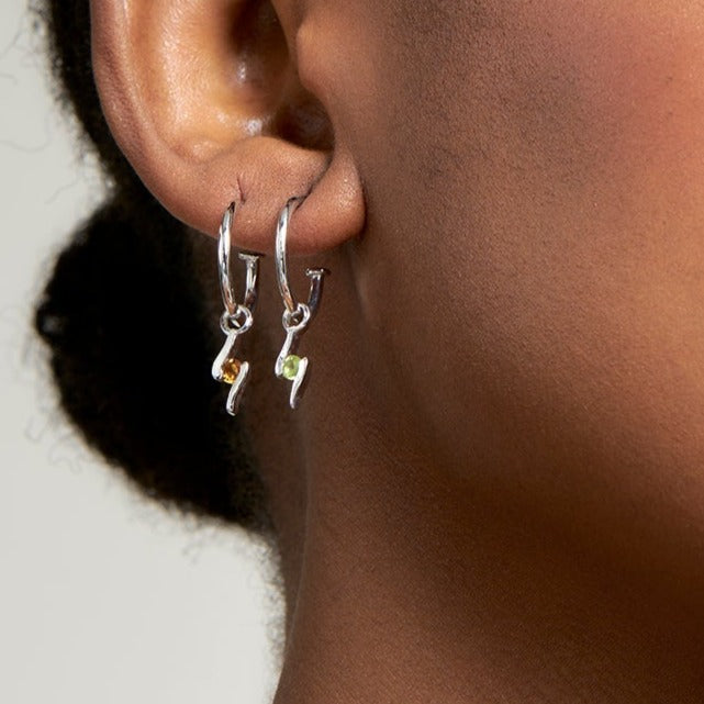 Sterling Silver Peridot Hoop Earrings