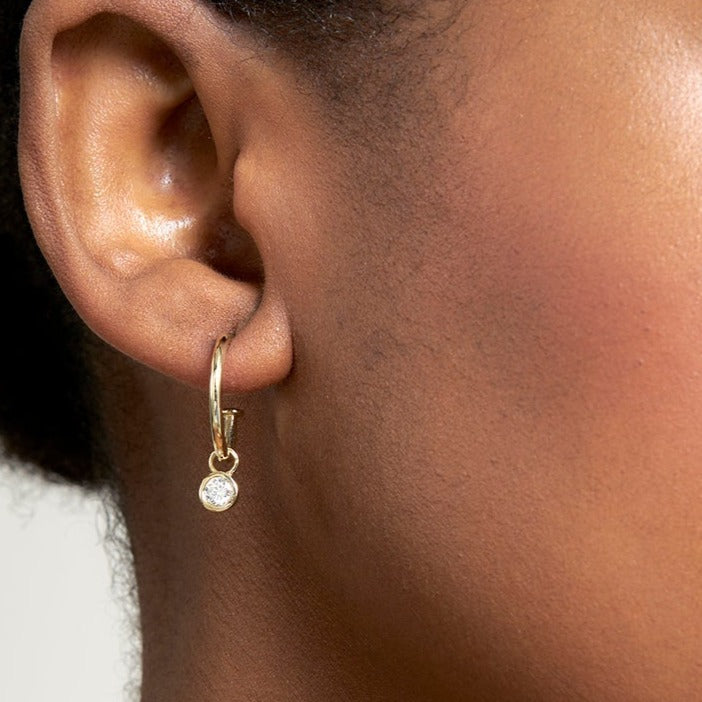 9ct Gold 0.2ct White Moissanite Dangle Earrings