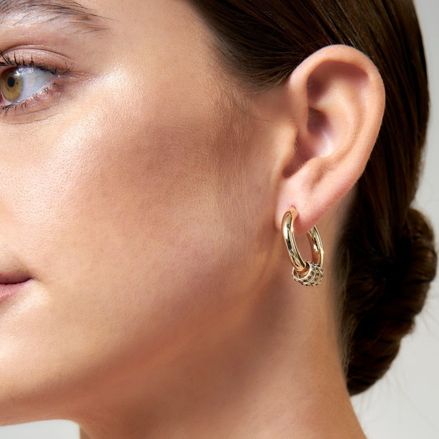 9ct Gold Black Diamond Pavé Hoop Charms