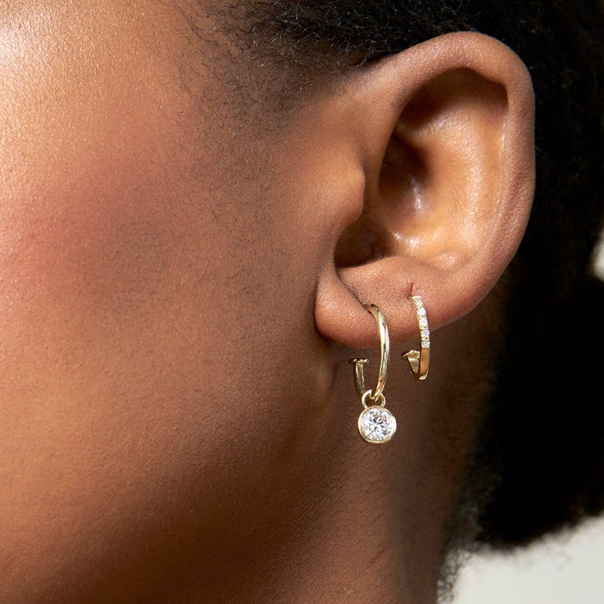 9ct Gold Oval Pavé White Diamond Earrings
