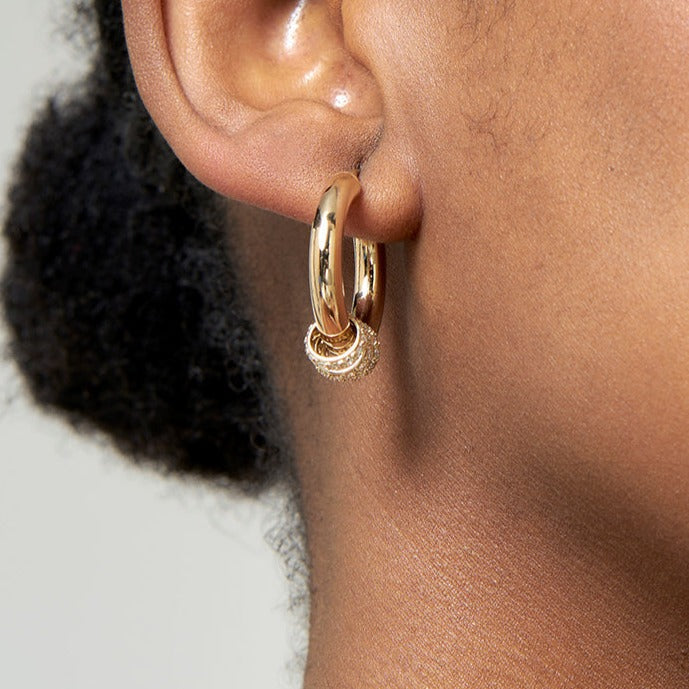 9ct Gold White Diamond Pavé Hoop Charms