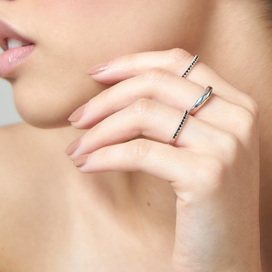 Sterling Silver Black Diamond Half Eternity Ring