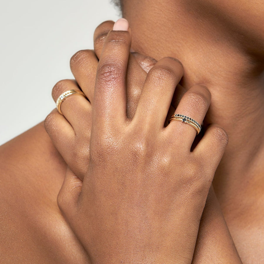 9ct Gold Dainty Black Diamond Solitaire Ring