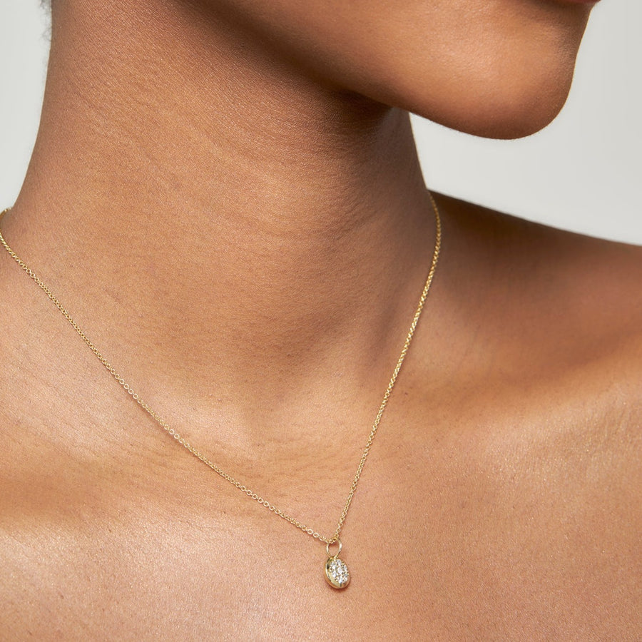 9ct Gold Pavé White Diamond Round Pendant