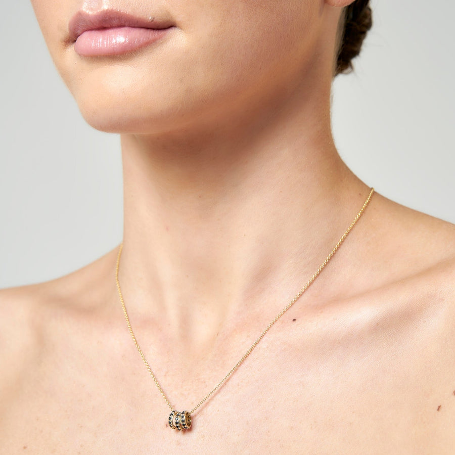 9ct Gold Black Diamond Triple Hoop Pendant