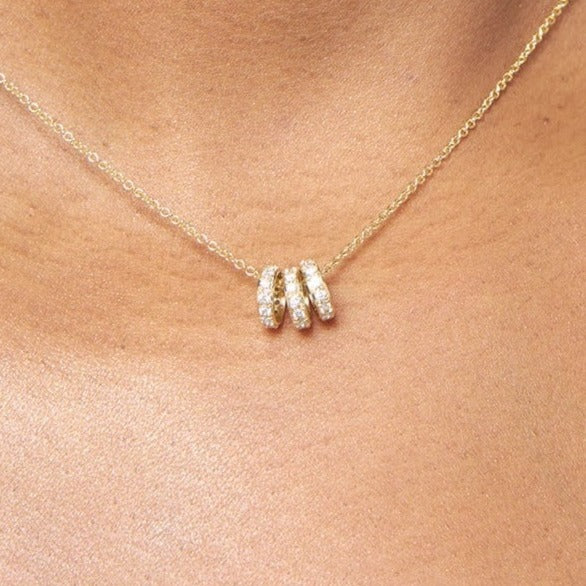 9ct Gold White Diamond Triple Hoop Pendant