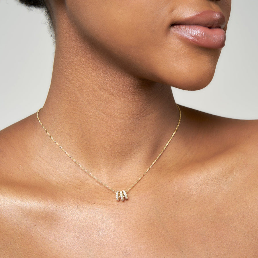 9ct Gold White Diamond Triple Hoop Pendant