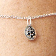 Sterling Silver Pavé Black Diamond Round Bracelet Charm