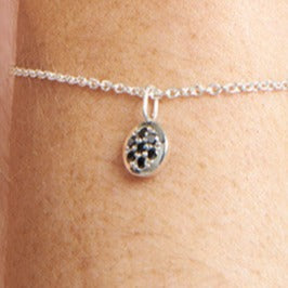 Sterling Silver Pavé Black Diamond Round Charm & Bracelet