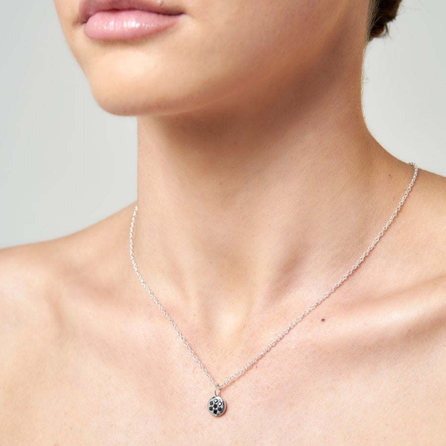 Sterling Silver Pavé Black Diamond Round Pendant