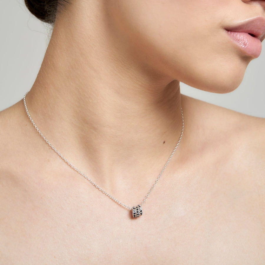 Sterling Silver Black Diamond Triple Hoop Pendant