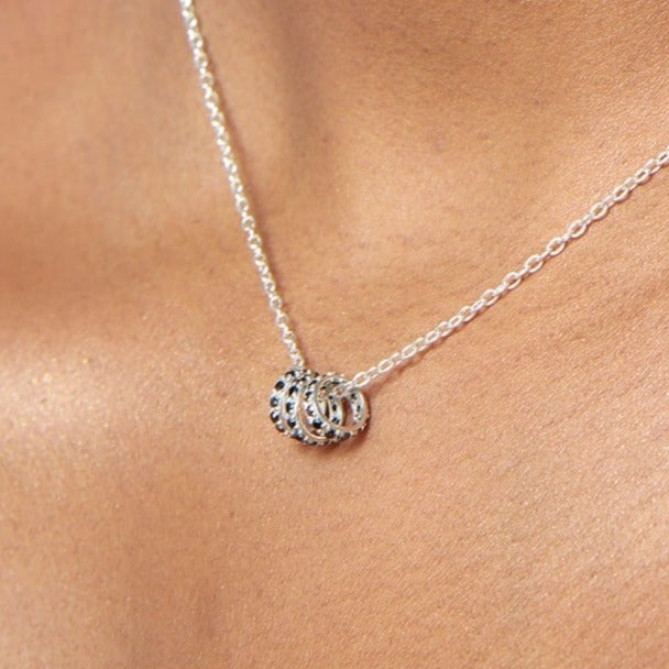 Sterling Silver Black Diamond Triple Hoop Pendant