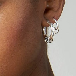 Sterling Silver Black Diamond Pavé Hoop Charms