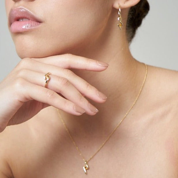 9ct Gold Citrine Pendant & Chain