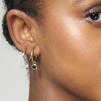 9ct Gold 0.5ct Black Diamond Dangle Earrings