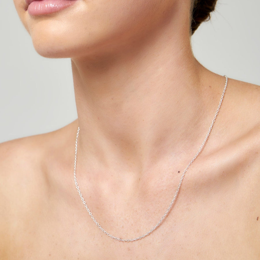 Sterling Silver Rolo Chain Necklace 50cm Adjustable Length