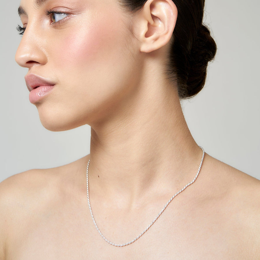 Sterling Silver Rope Chain Necklace 45cm