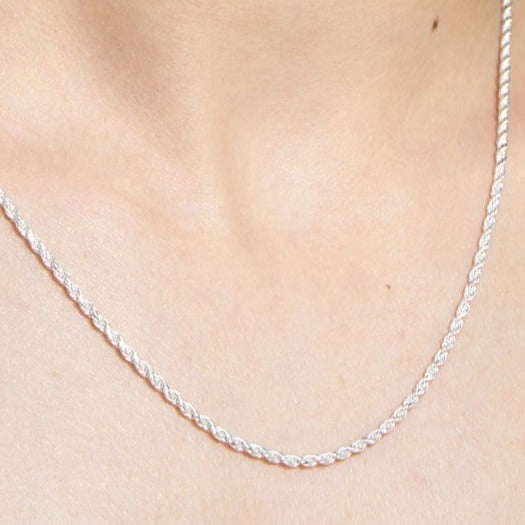 Sterling Silver Rope Chain Necklace 45cm