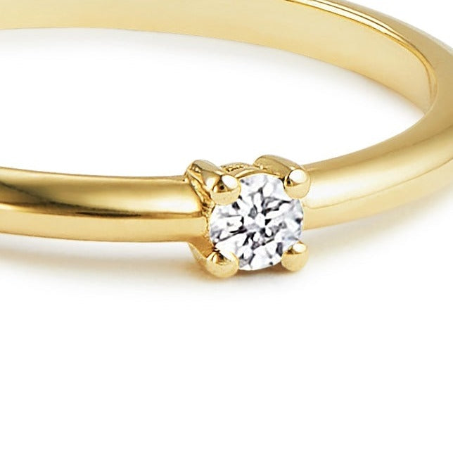 9ct Gold Dainty White Diamond Solitaire Ring