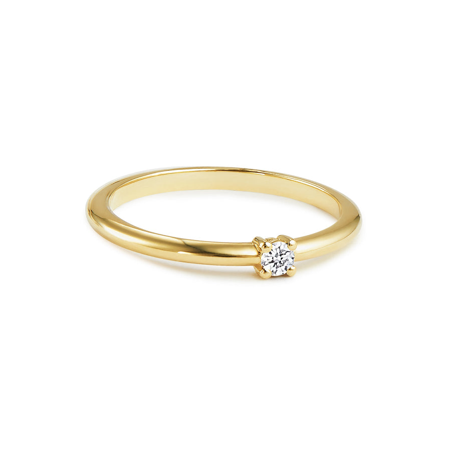 9ct Gold Dainty White Diamond Solitaire Ring