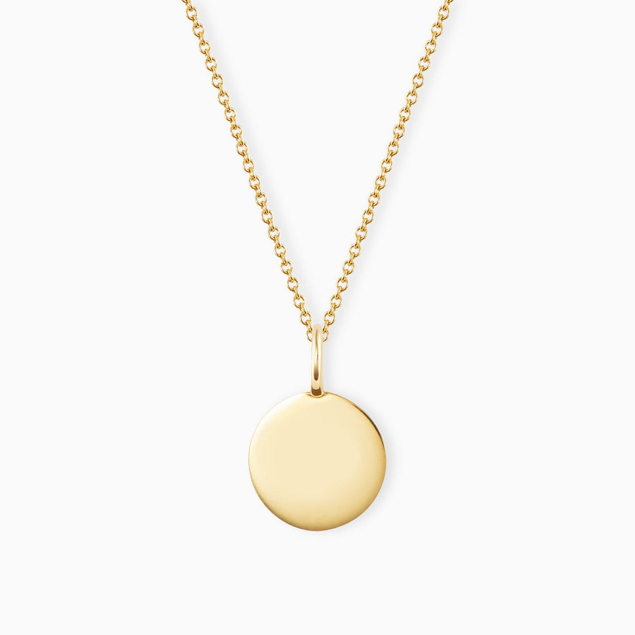 9ct Gold Round Disc Pendant & Chain