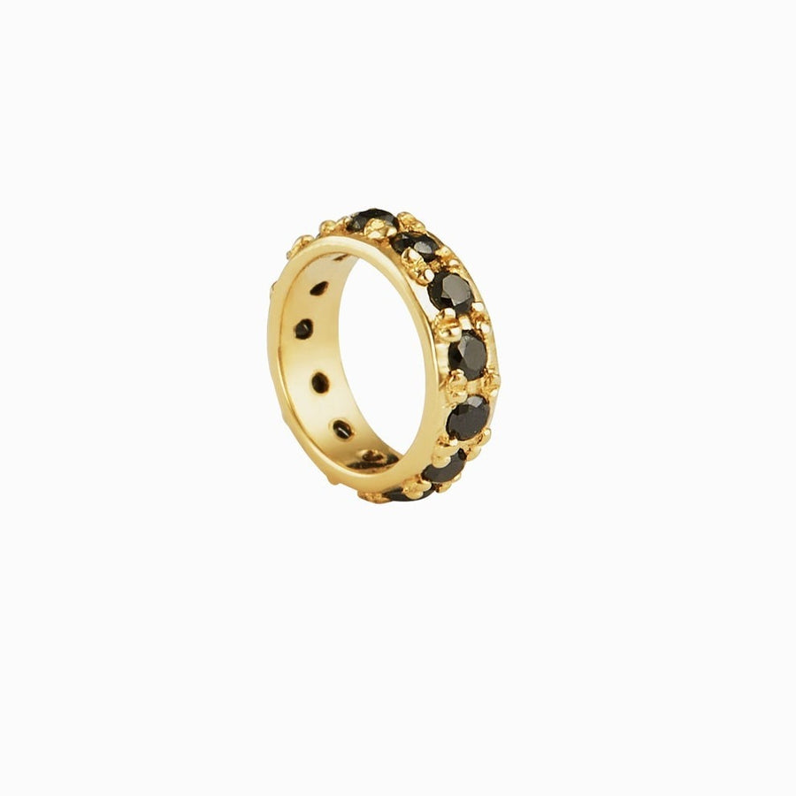 9ct Gold Black Diamond Triple Hoop Pendant & Chain