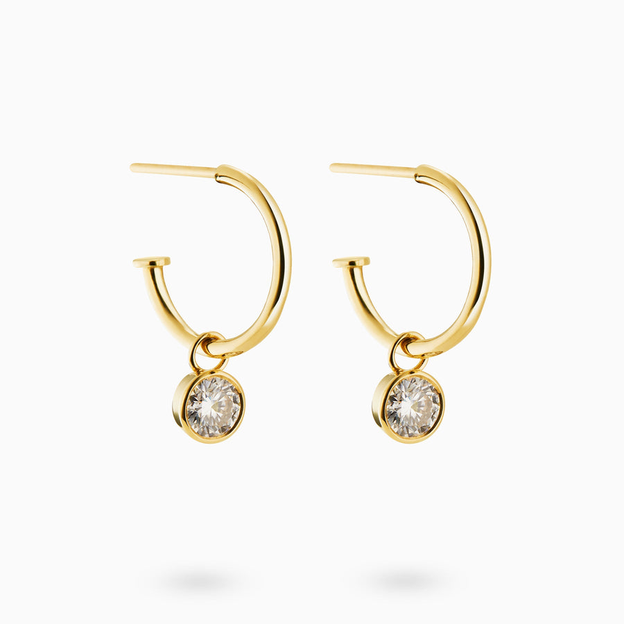 9ct Gold 0.5ct White Moissanite Dangle Earrings