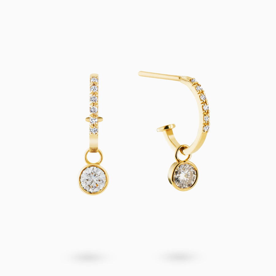 9ct Gold Oval Pavé White Diamond Earrings