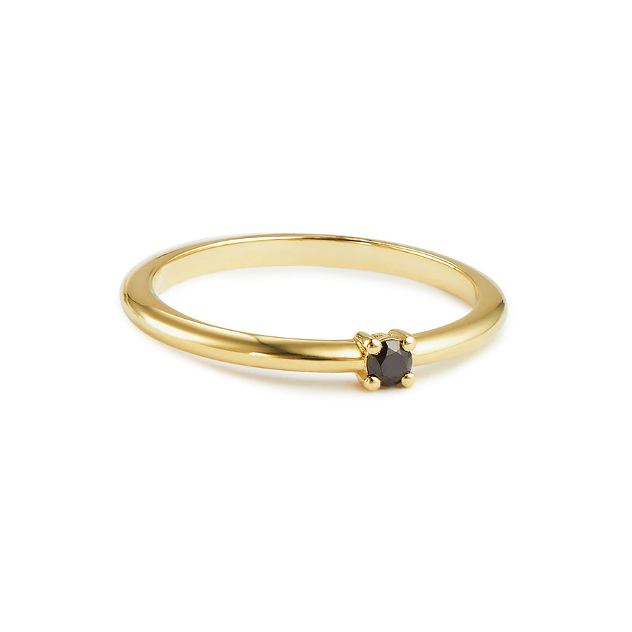 9ct Gold Dainty Black Diamond Solitaire Ring